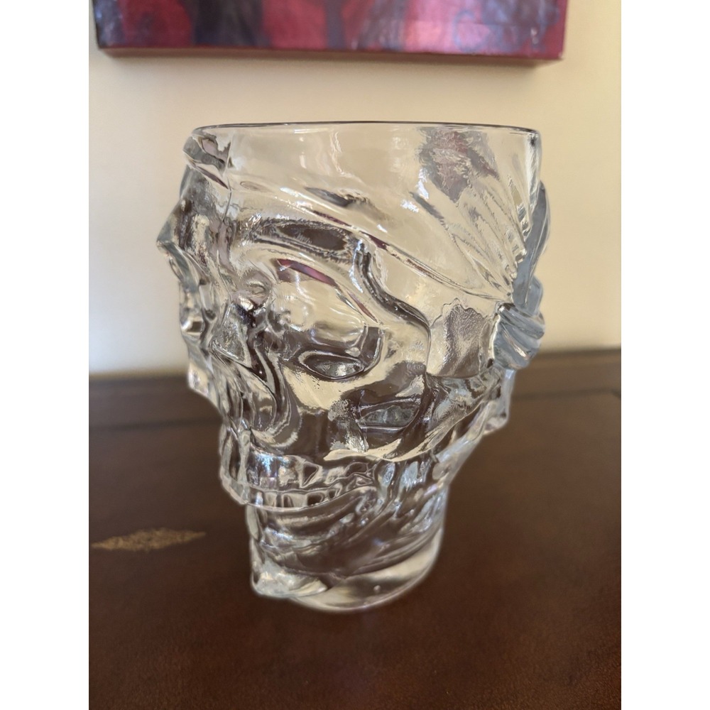 Pirate Skull Heavy Glass Mug Halloween Treasure Island Made in USA